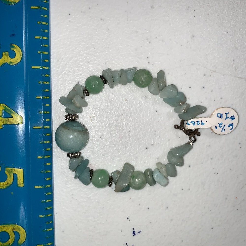 6 1/2" Aquamarine, Jade, Amazonite Beaded Bracelet
